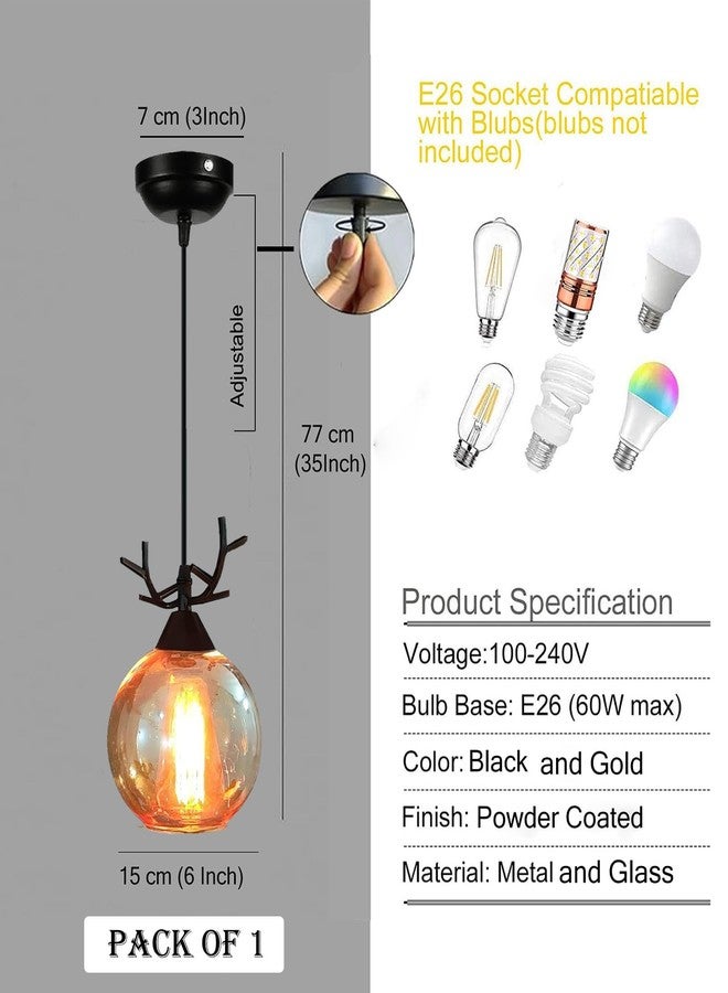 Avior Hanging Lights for Kitchen Arch Island, Ceiling Pendant Lamps for Home Decoration, Dining Table Pendant Drawing Room Center Hanging Lamp (Brown, Single Pack of 1) - Image 5